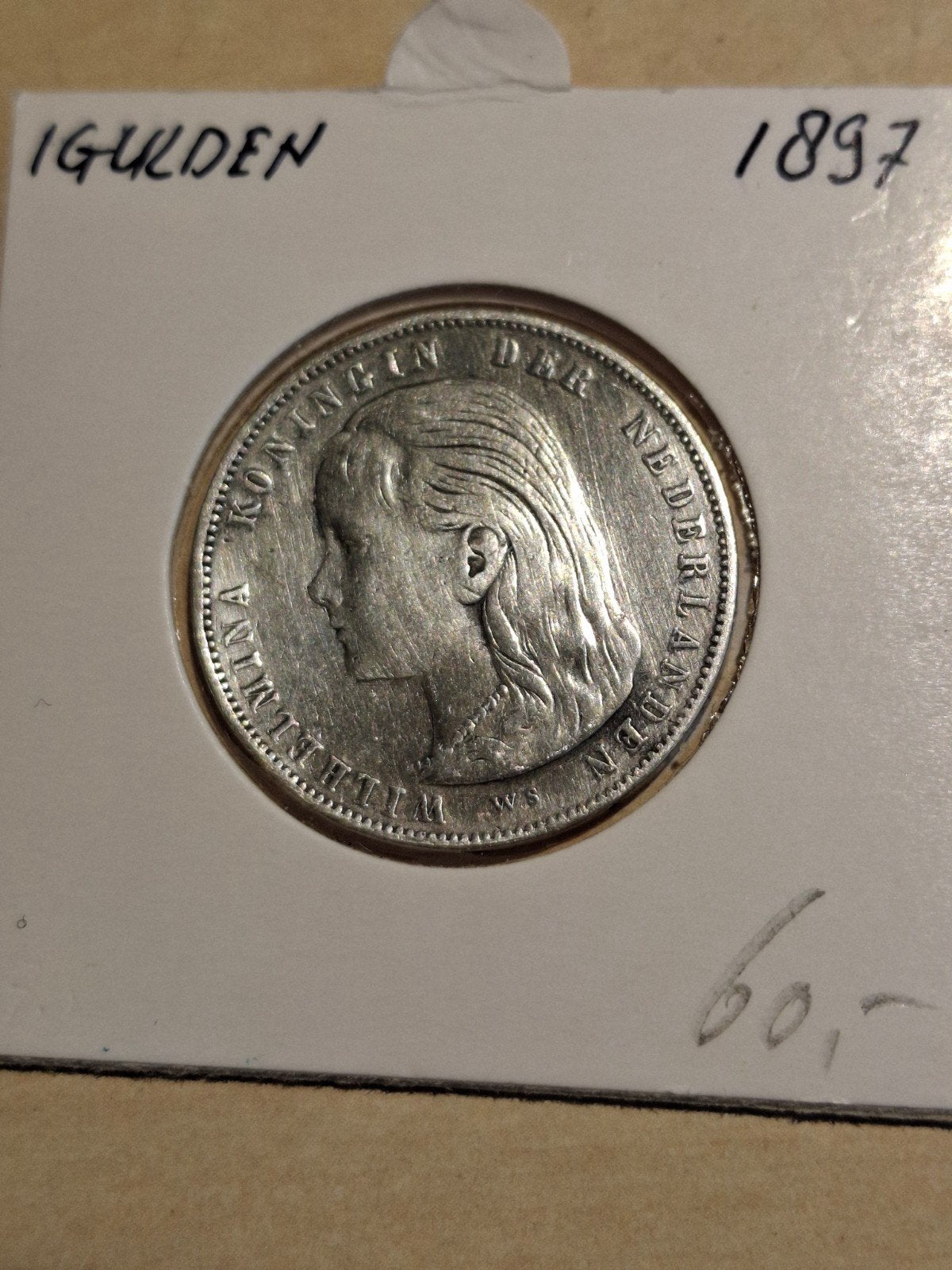 Zilveren gulden Wilhelmina 1897 zf, 1 gulden, Zilver, Ophalen of Verzenden, Koningin Wilhelmina