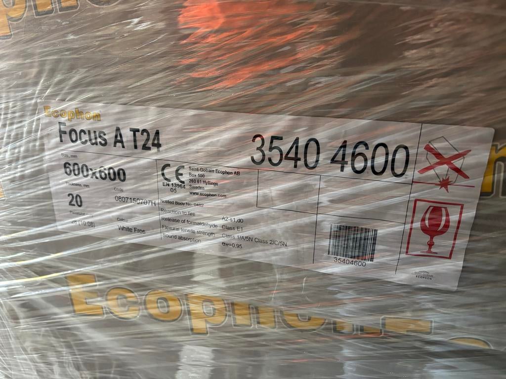 7 pakken Ecophon Focus A T24 plafondplaten 600x600, Ophalen, Nieuw, Overige materialen, Minder dan 20 mm