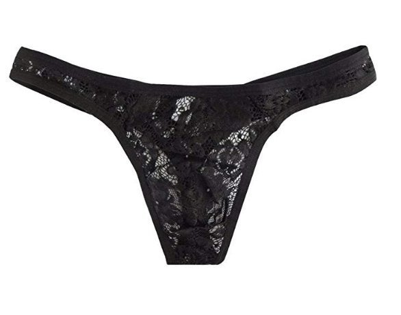 Zwarte kanten doorzichtige heren slip, Verzenden, Zwart, Slip