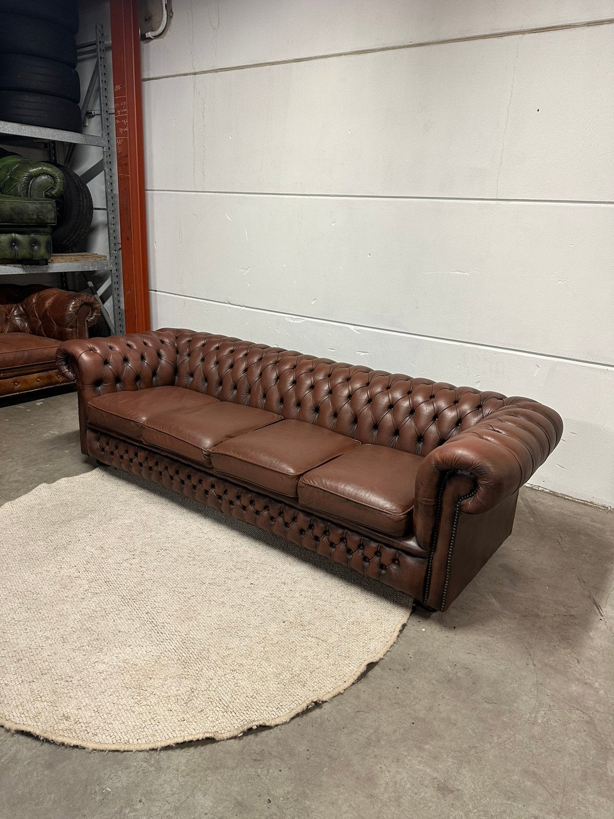 Bruine chesterfield XXL bank bankstel 4 zits vintage, Ophalen of Verzenden