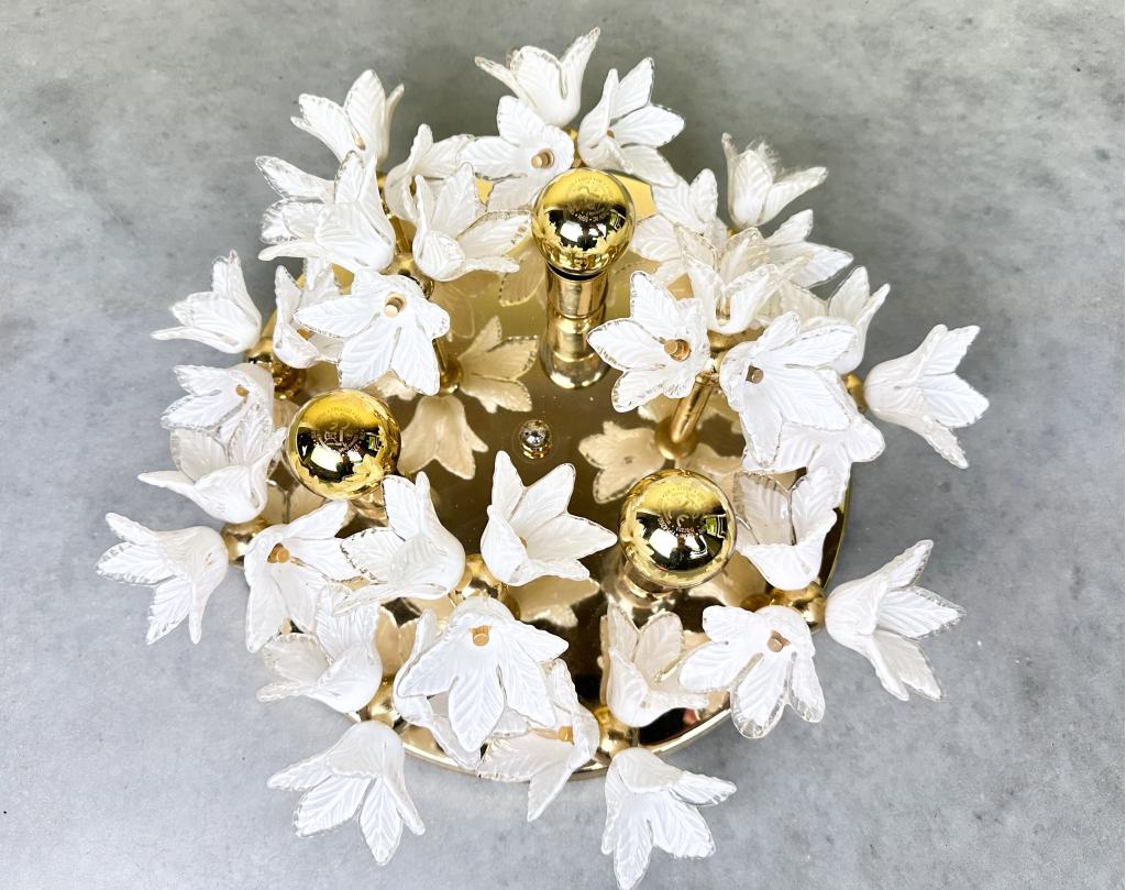 Vintage Murano bloemen plafondlamp, Niet ingevuld, Gebruikt, Niet ingevuld, Ophalen of Verzenden