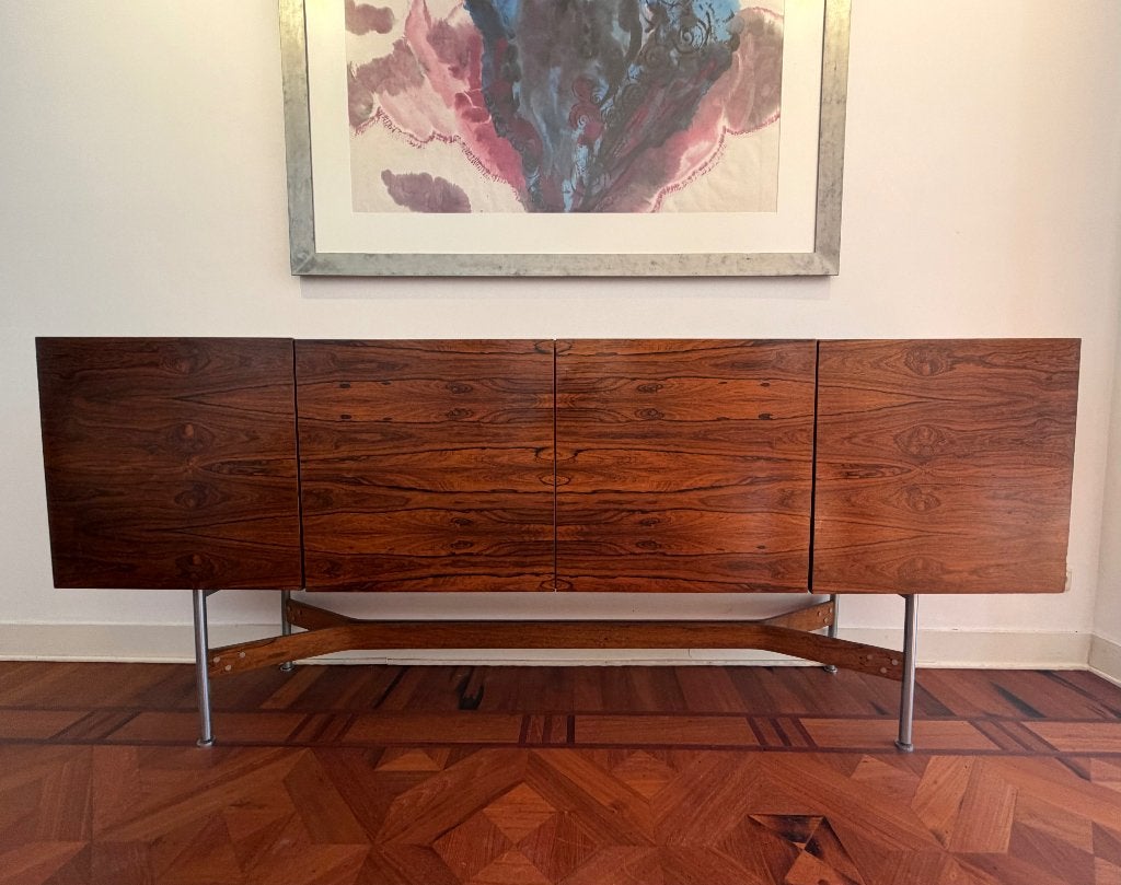 Vintage 1964 Fristho dressoir van palissander, Ophalen, Gebruikt, Met deur(en), 100 tot 150 cm