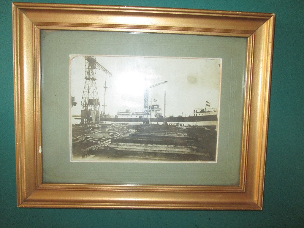 Oude foto schip werf haven kraan reddingsboot stunt circus, Verzamelen, Ophalen of Verzenden, Gebruikt, Motorboot, Kaart, Foto of Prent