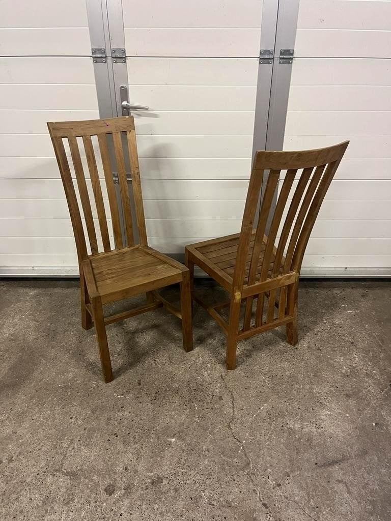 45 Teakhouten Horeca bistro cafe stoelen, nette staat, Ophalen, Bruin, Zo goed als nieuw, Vijf, Zes of meer stoelen