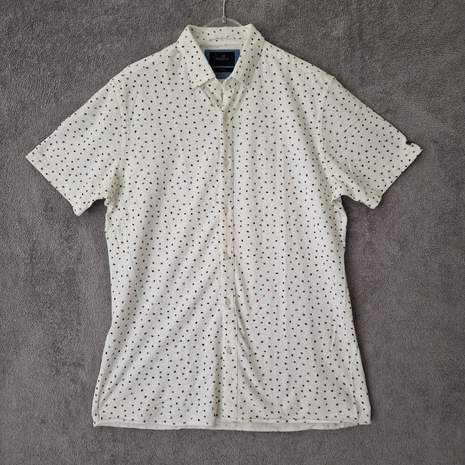 Vanguard blouse shirt korte mouw maat L.  Katoen., ., Zo goed als nieuw, Halswijdte 41/42 (L), .