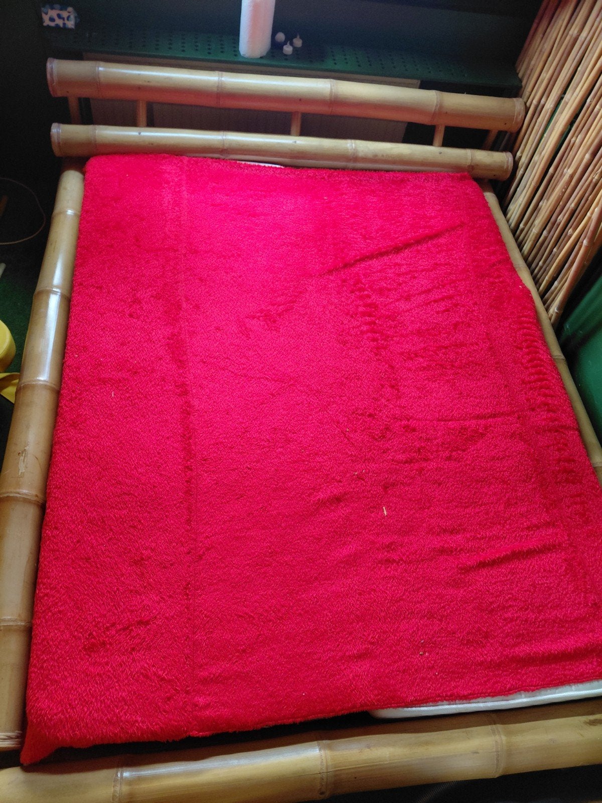 Bamboe tweepersoons bedombouw 160x200 cm, Ophalen, Overige materialen, Gebruikt, Bruin
