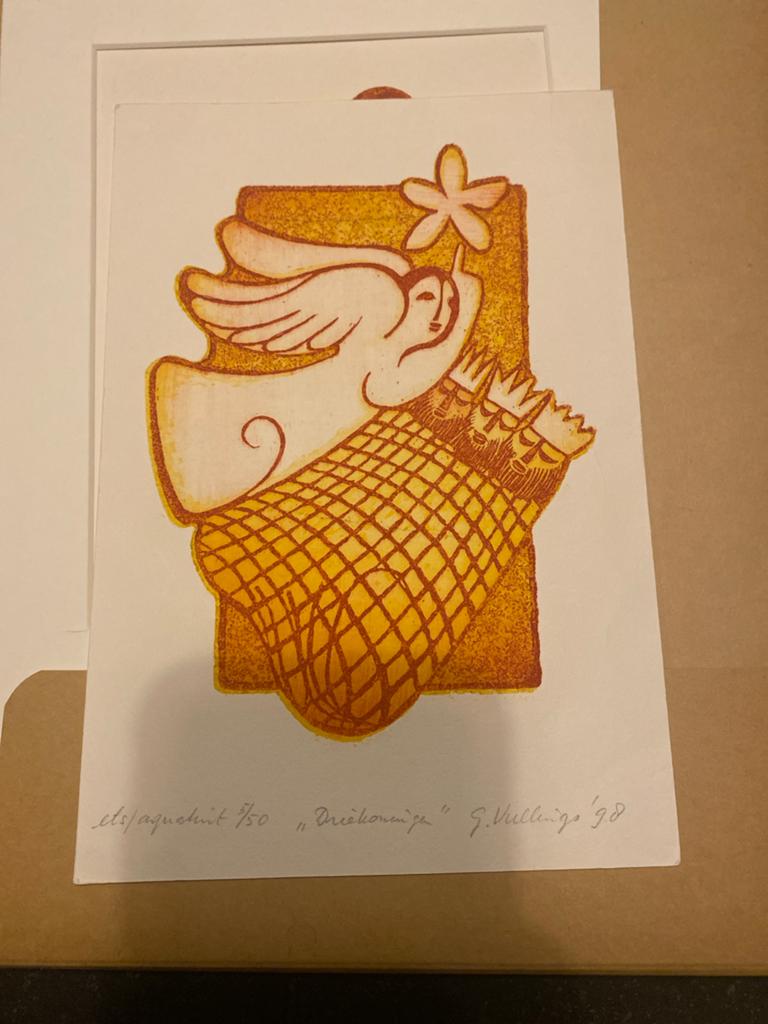 Ets/aquatint "Driekoningen" gesigneerd G. Vullings '98, Ophalen, Religie, 1950 - 1999, Genummerd
