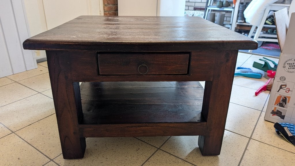 Salontafel koloniaal 70x70 cm, Ophalen, Overige materialen, Gebruikt, 50 tot 100 cm