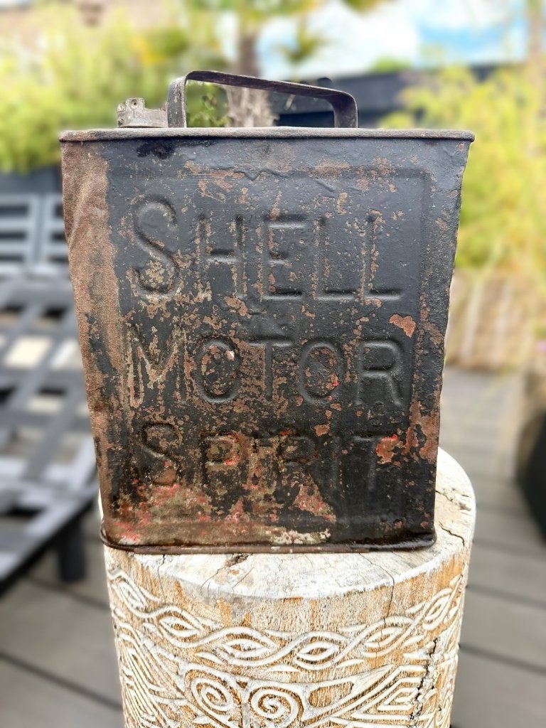 Oud Shell Motor Spirit blik vintage petroliana, Verzamelen, Merken en Reclamevoorwerpen, Ophalen of Verzenden, Gebruikt, Overige typen