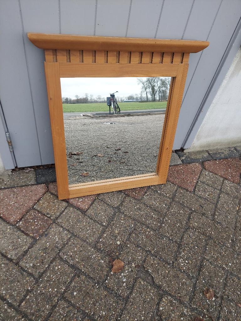 spiegel halspiegel grenen spiegel, Ophalen, Zo goed als nieuw, Minder dan 100 cm, Rechthoekig