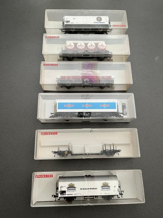 Fleischmann goederenwagons 6 x izgst!, Gelijkstroom, Fleischmann, Wagon, Ophalen of Verzenden