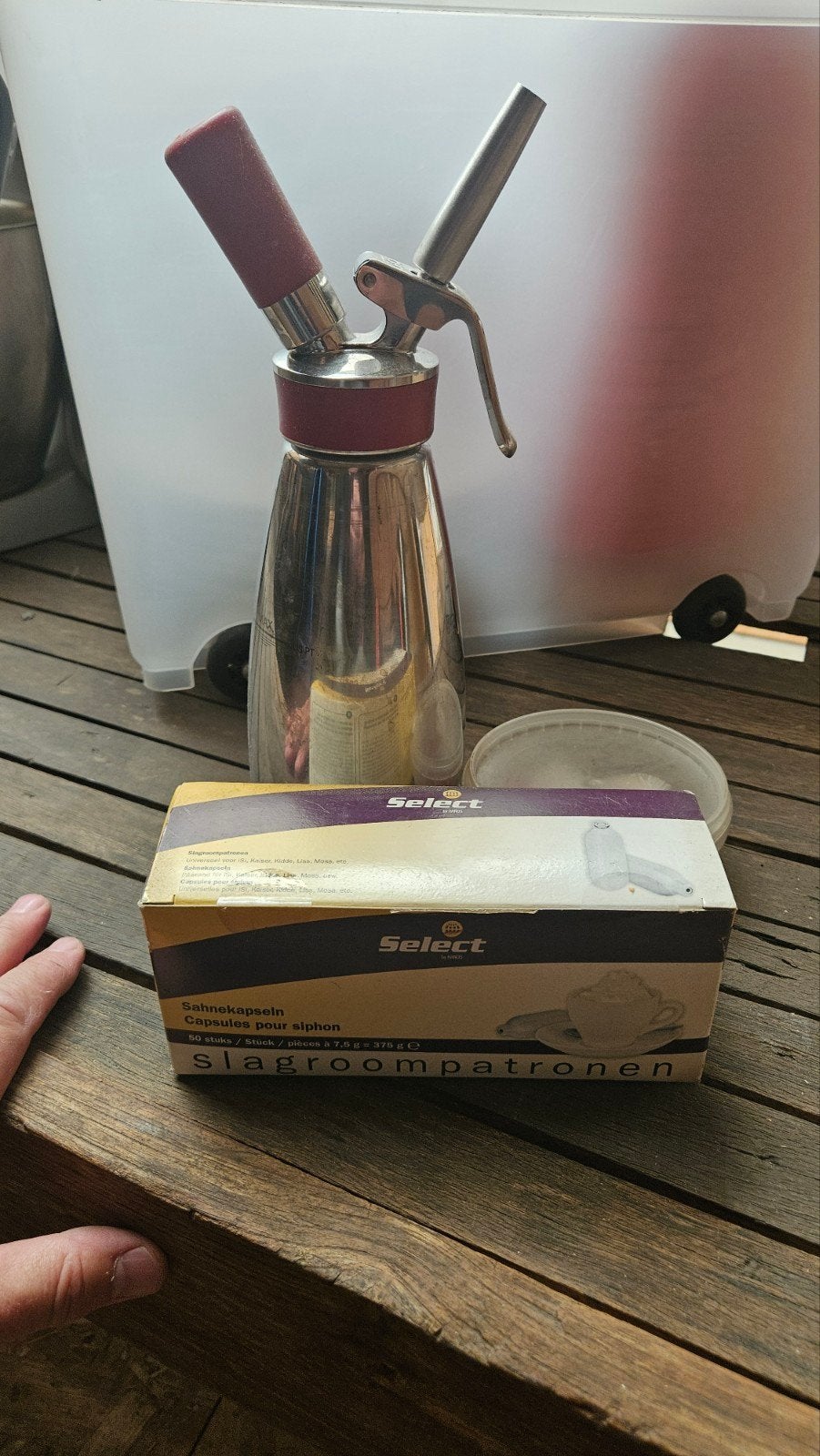 Slagroomspuit met patronen en accessoires, Huis en Inrichting, Keuken | Keukenbenodigdheden, Ophalen, Zilver, Metaal, Overige merken