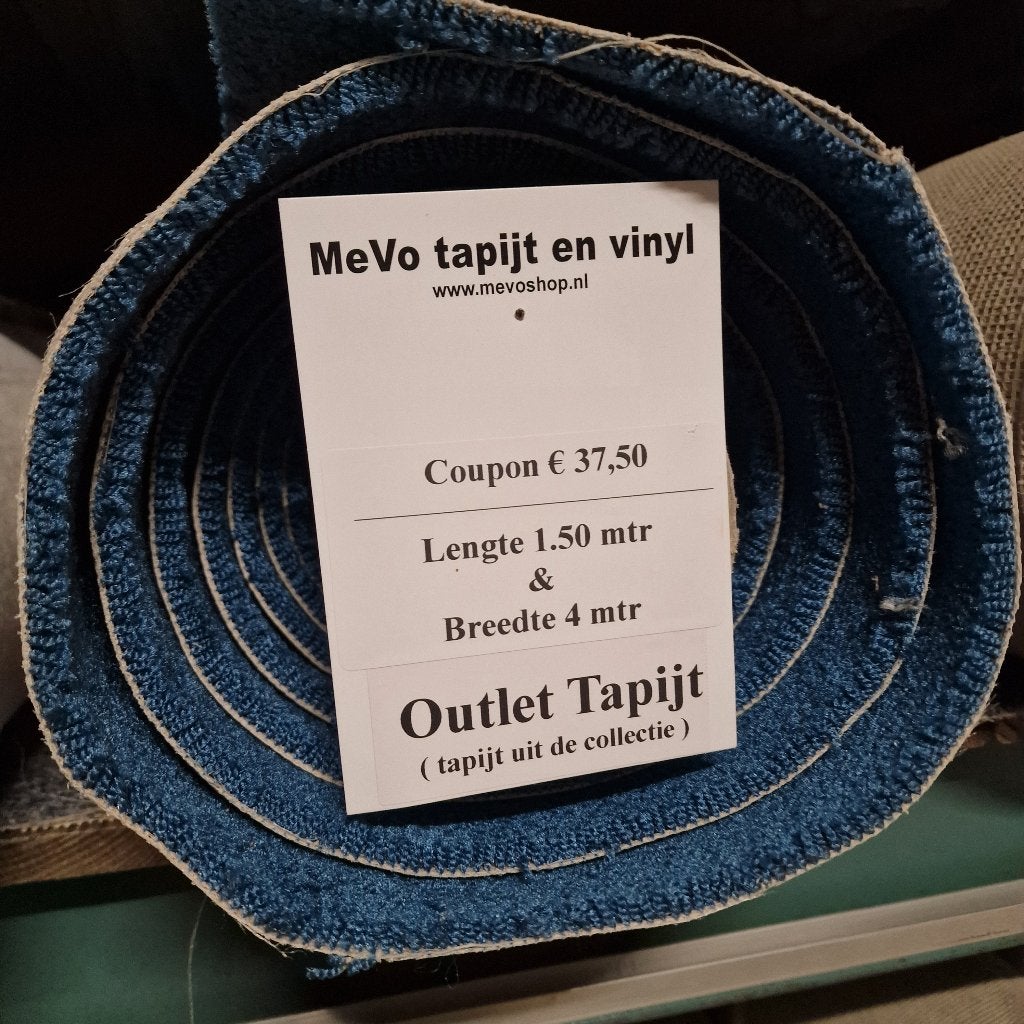 Tapijt Gesneden Pool Blauw, lengte 1.50 mtr, breedte 4 mtr, Ophalen, Blauw, Snel een afspraak? Dat kan!, MeVo tapijt en vinyl