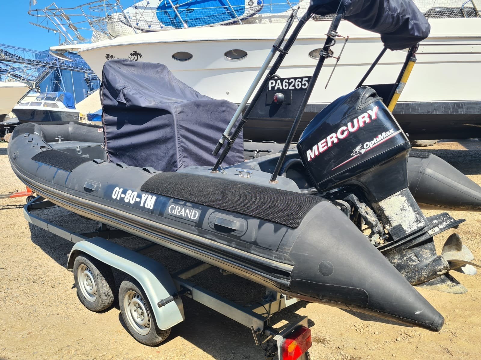 Grand RIB 650 / Mercury 175 pk Optimax / trailer (Incl. BTW), Gebruikt, Afdekzeil, Grand, Ophalen