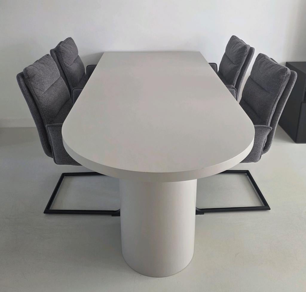 Eettafel Livia Woood warm grijs, 200x90cm, Ophalen, 200 cm of meer, 50 tot 100 cm, Zo goed als nieuw