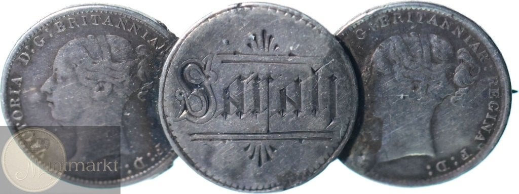 Verenigd Koninkrijk - 3 Pence 1887 Victoria 'Sarah - Broche', Ophalen of Verzenden, Zilver, Buitenland