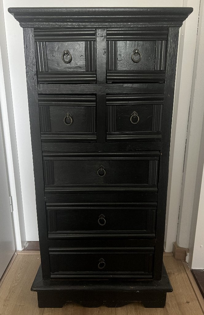Prachtig oud zwart teak (Hal) Kastje, Huis en Inrichting, Ophalen, Gebruikt