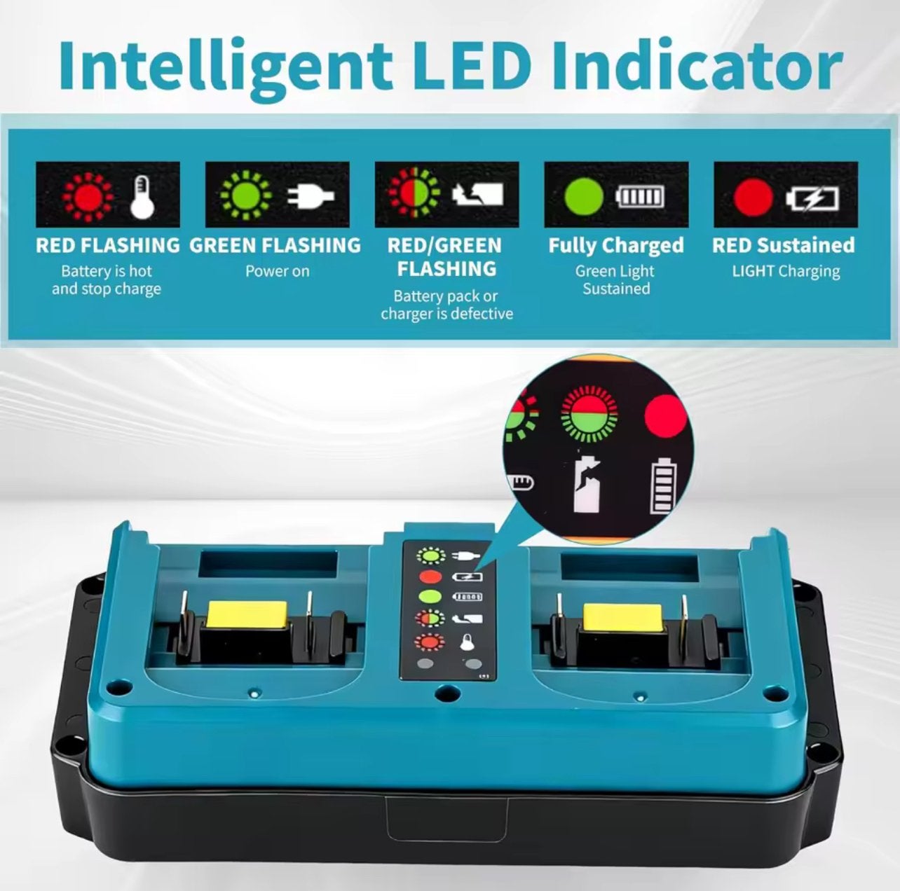 Intelligente Dubbele Snellader voor Makita 18V Accu's, Ophalen of Verzenden, Nieuw