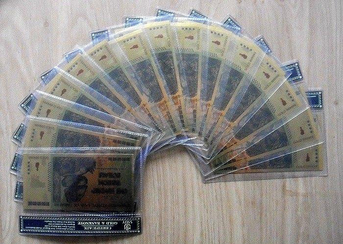 Zimbabwe, 100 trillion dollar in 24k goud folie (UNC), Postzegels en Munten, Bankbiljetten | Afrika, Verzenden, Zimbabwe, Los biljet