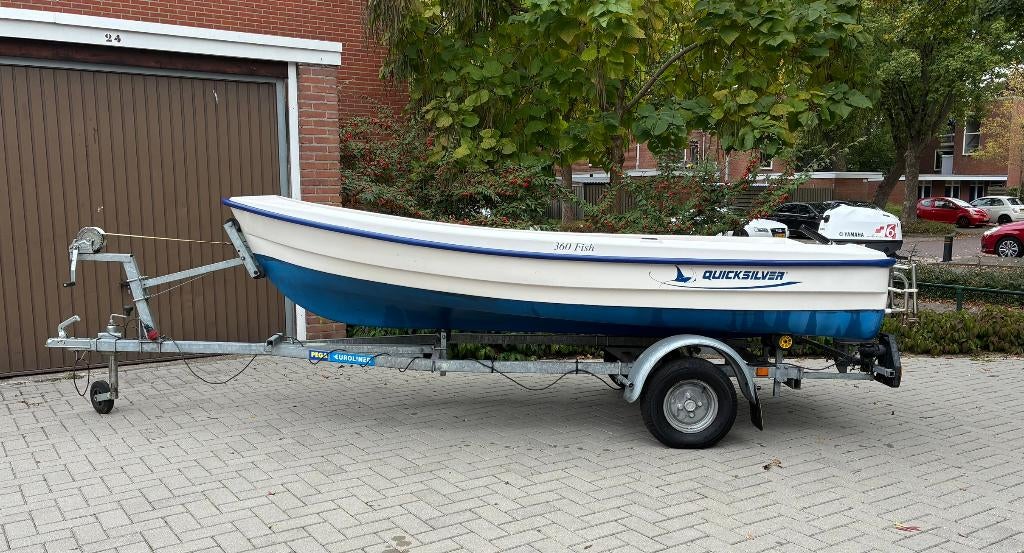 Quicksilver visboot met Pega trailer en Yamaha 6PK, Watersport en Boten, Ophalen, Tot 10 pk, Zo goed als nieuw, 3 tot 6 meter