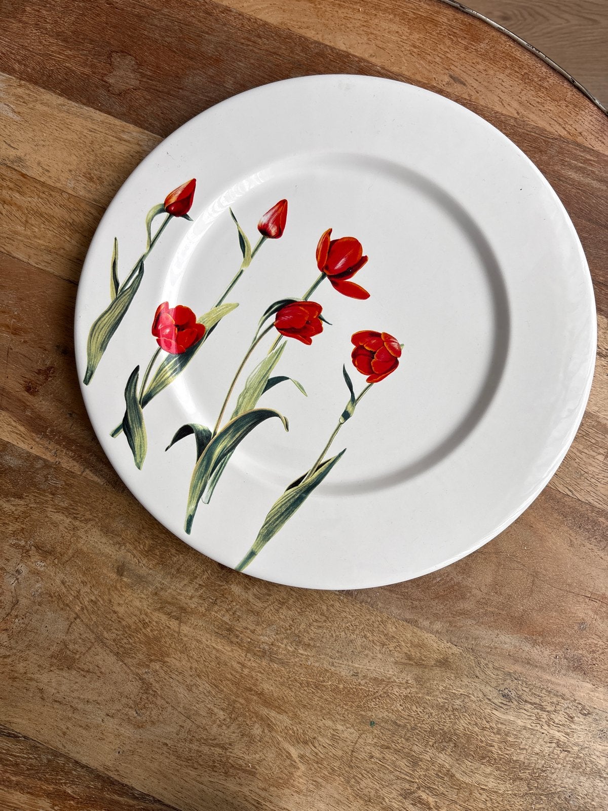 Decoratief bord met tulpen - Handbeschilderd Italië, Ophalen, Overige merken, Keramiek, Zo goed als nieuw