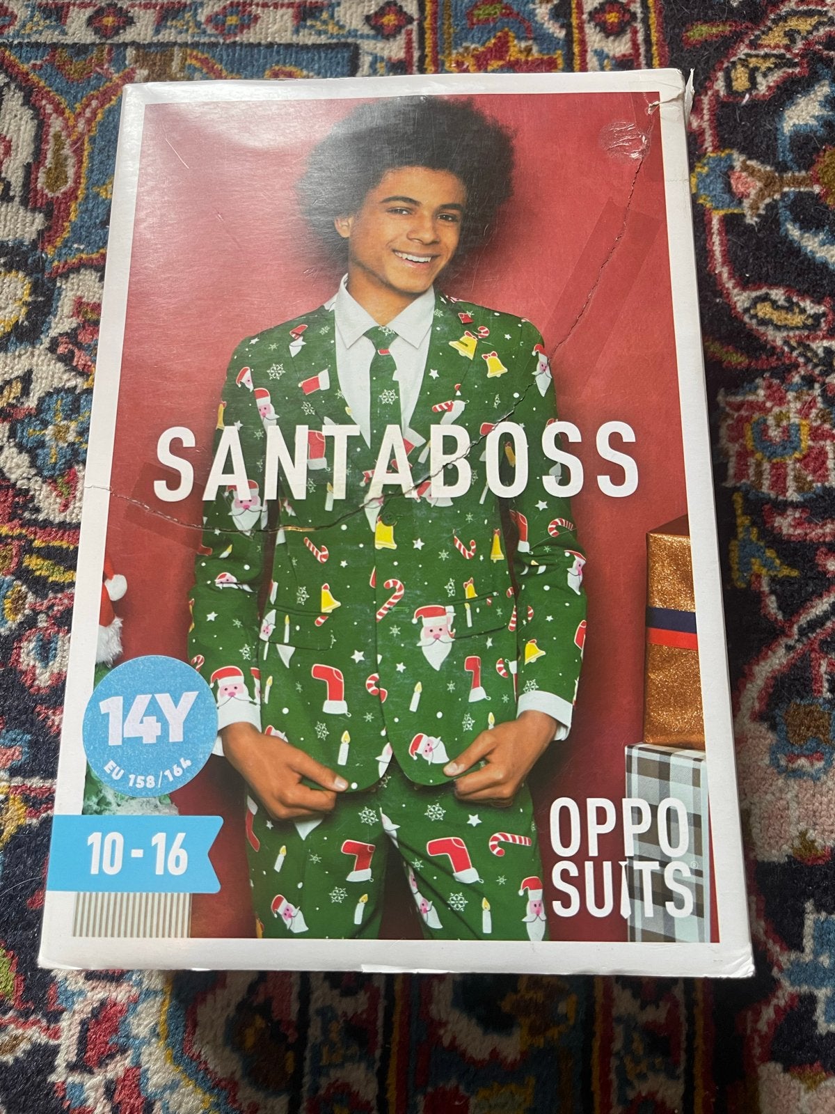 Opposuits Santaboss Kerstpak - Maat 14Y (158/164), Ophalen of Verzenden, Zo goed als nieuw, Jongen of Meisje