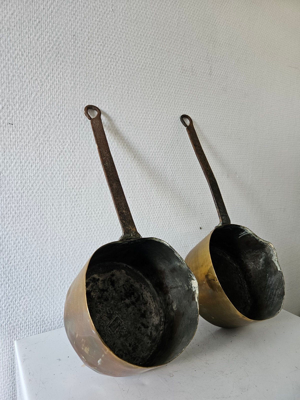 Antieke Koperen Sauspannen met Lange Handvatten - Set van 2, Ophalen of Verzenden