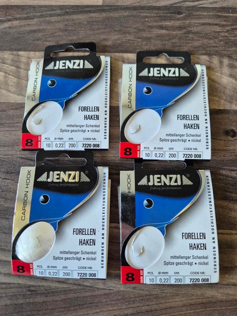 Jenzi Carbon Hook Forellen Haken - Maat 8 (4x10 stuks), Watersport en Boten, Hengelsport | Algemeen, Ophalen of Verzenden