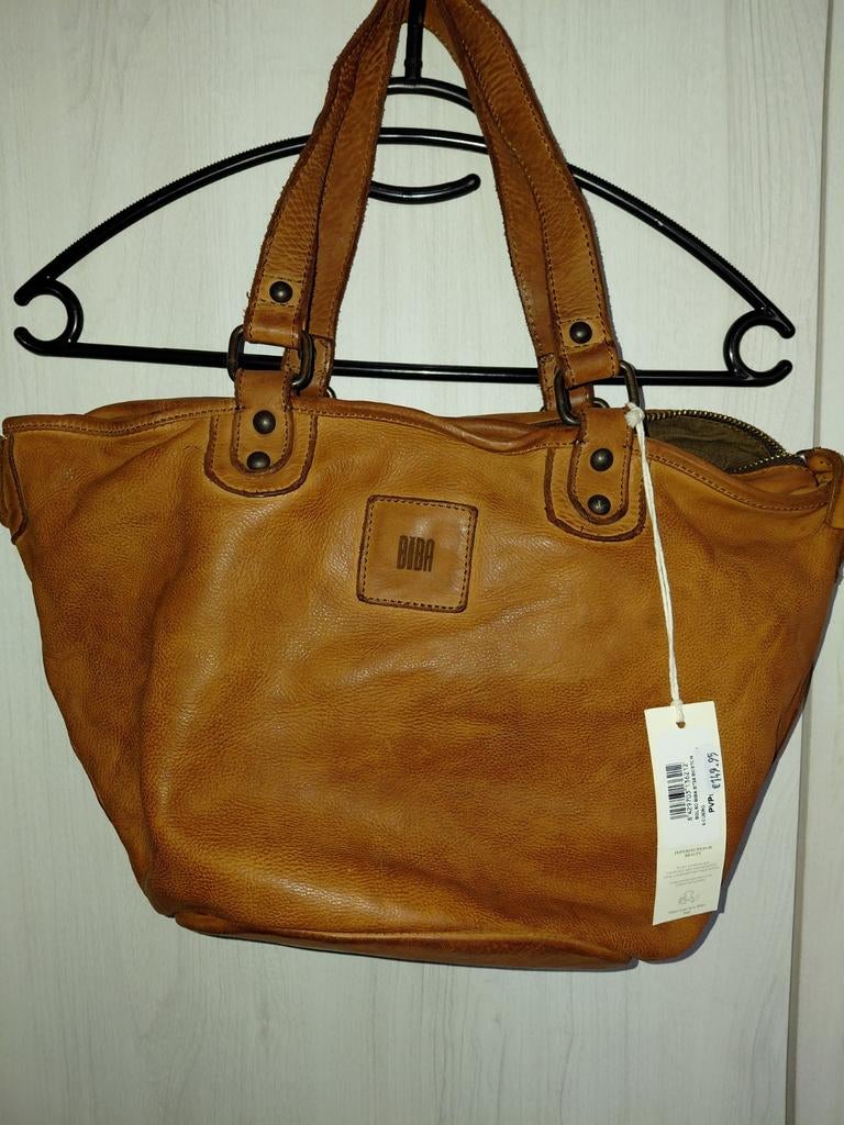 Supergave leren tas van BIBA Bags leer Cognac bruin NIEUW, Ophalen of Verzenden, Nieuw, Bruin, Handtas