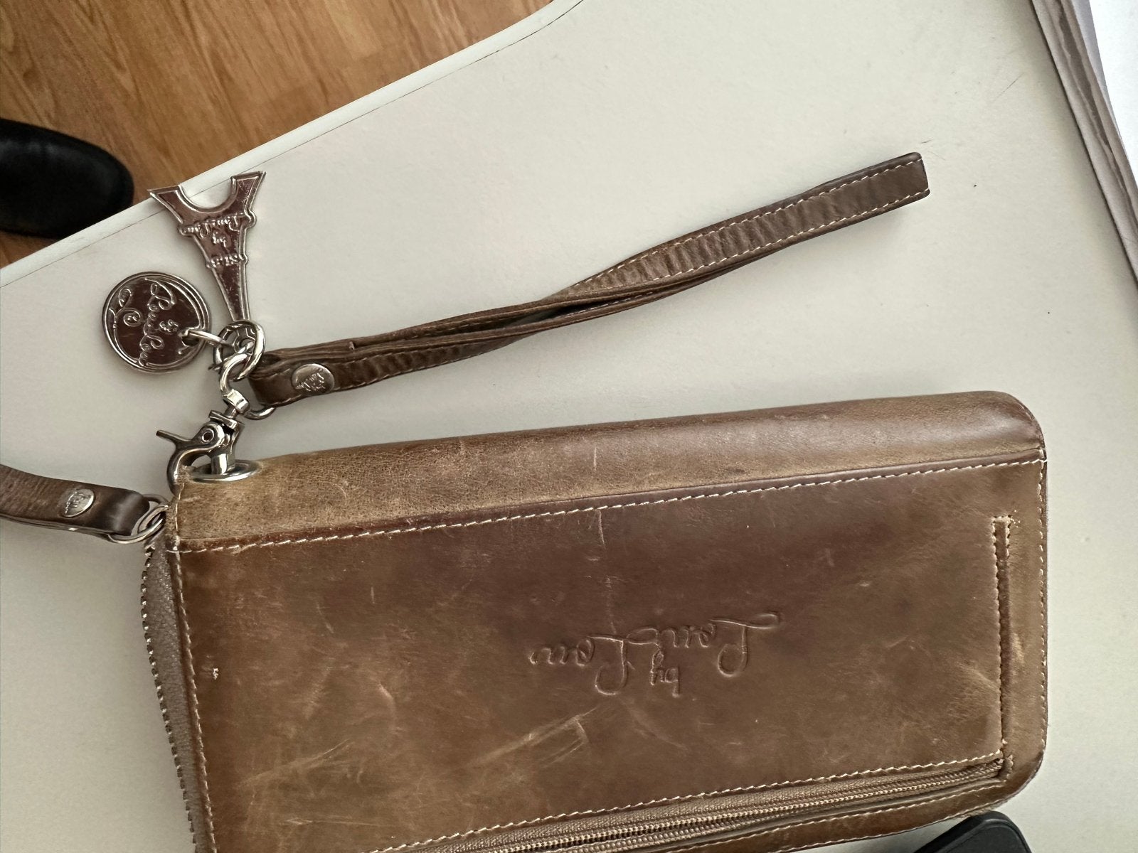 Lou Lou portemonnee/clutch van leer, Sieraden, Tassen en Uiterlijk, Overige merken, Gebruikt, Bruin, Ophalen of Verzenden