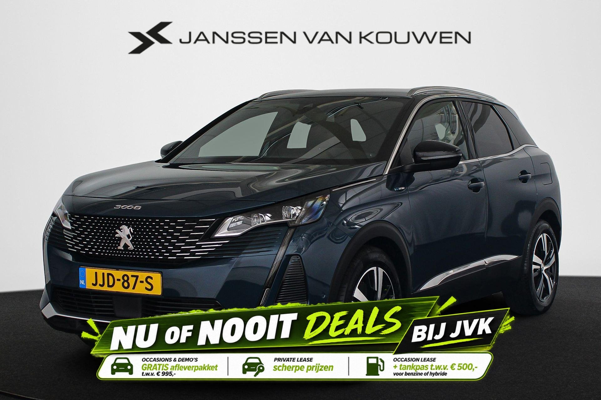 Peugeot 3008 1.6 HYbrid 225 GT SOH 92% Navigatie Full-LED Ko, Auto's, Stof, Euro 6, Blauw, Plug-in hybride