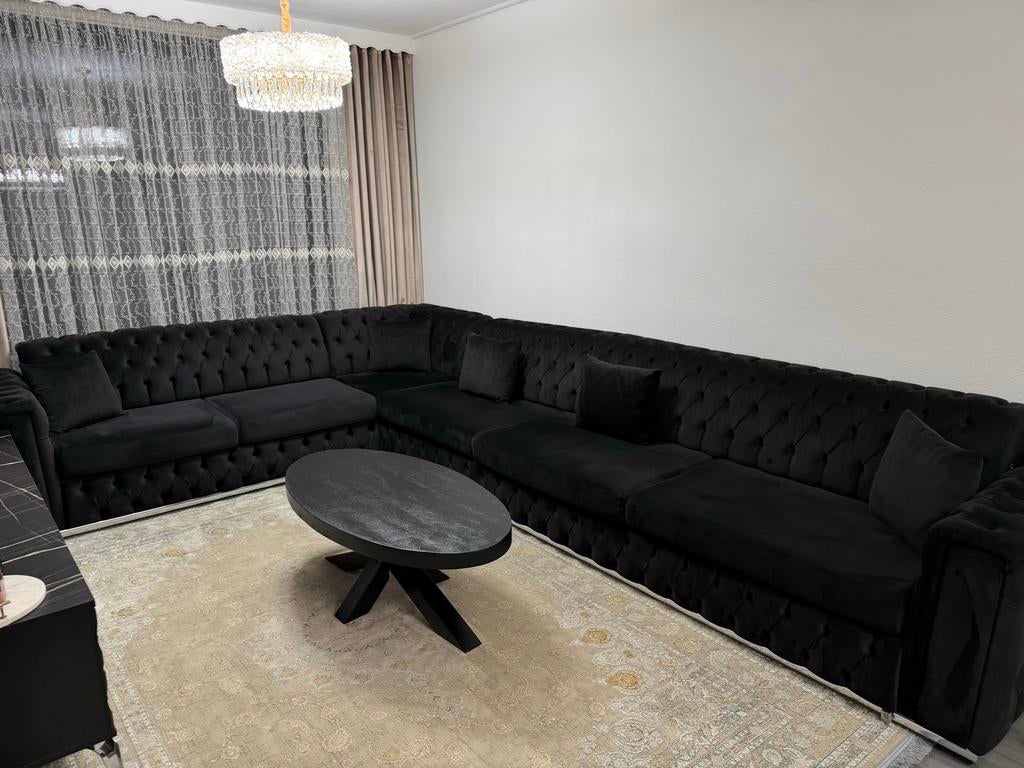 Complete zit- en eetset, 9-persoons bank en eettafel, Ophalen of Verzenden, Nieuw, Stof