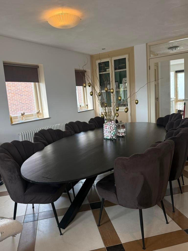 Grote zwarte eettafel, Huis en Inrichting, Tafels | Eettafels, Zo goed als nieuw, 200 cm of meer, Rechthoekig, Ophalen