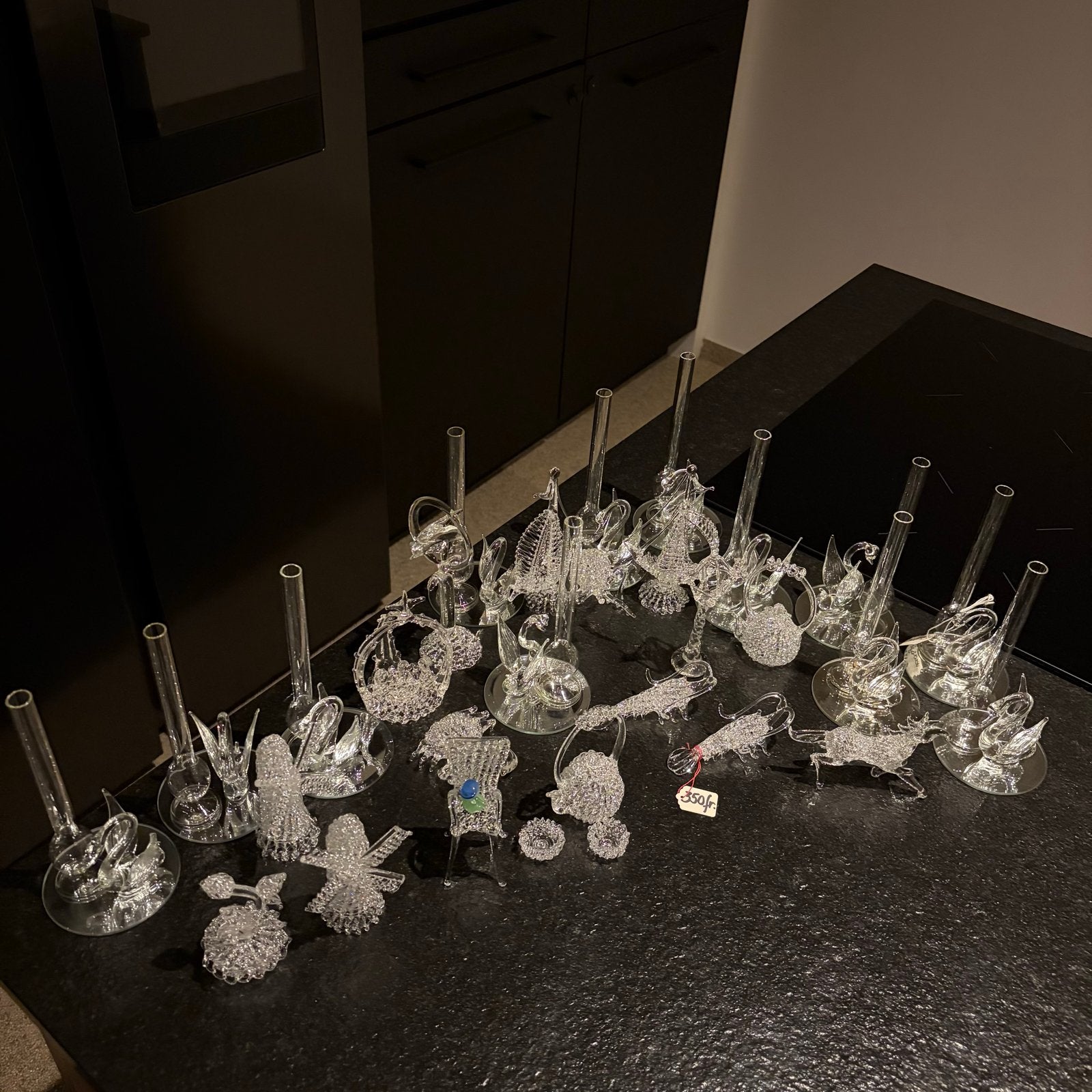 Prachtige vintage collectie van 28 glazen miniaturen, Ophalen of Verzenden, Zo goed als nieuw, Modern, Wit