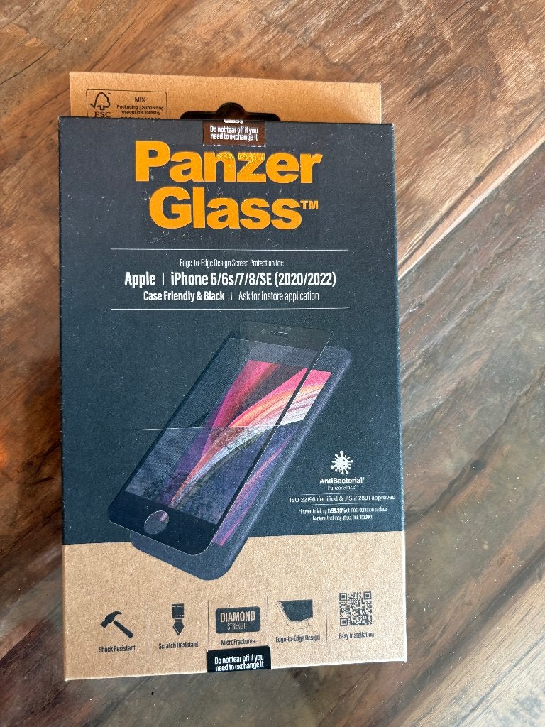 PanzerGlass Screenprotector iPhone 6/6s/7/8/SE (2020/2022), Telecommunicatie, Zwart, IPhone SE (2022), Nieuw, Ophalen of Verzenden