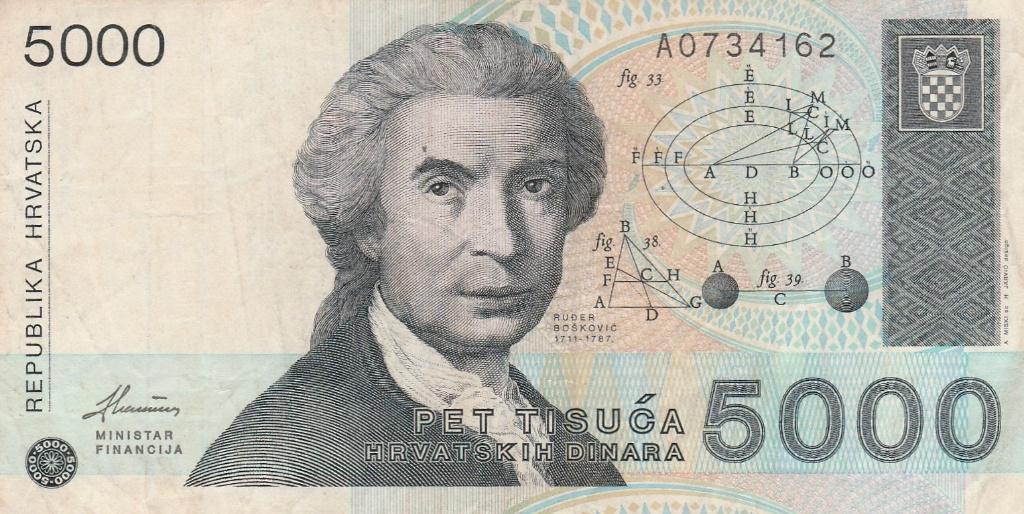 5000 Dinara Republika Hrvatska 1992, Ophalen of Verzenden, Joegoslavië, Los biljet