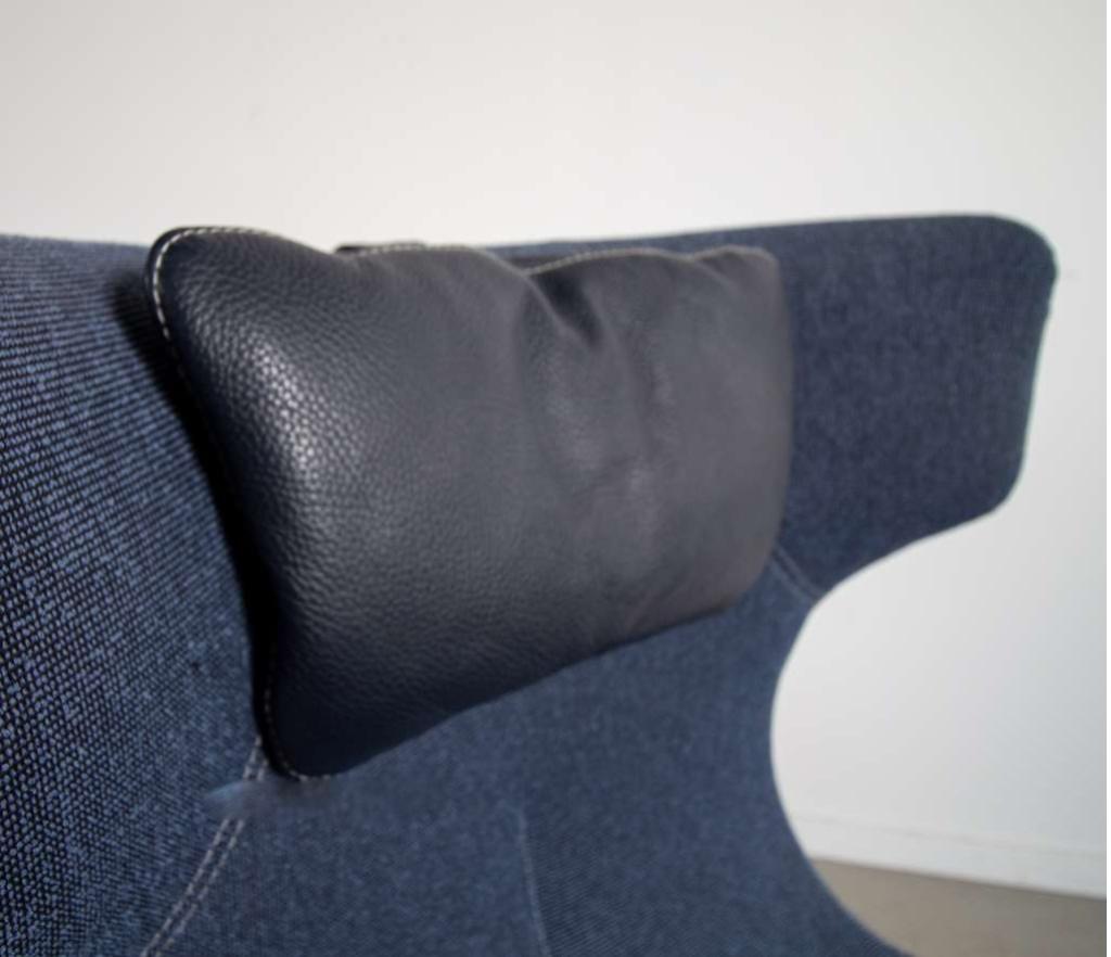 1x Leolux Caruzzo Fauteuil Blauw Leer & Stof, Niet ingevuld, Niet ingevuld, 75 tot 100 cm, Ophalen of Verzenden