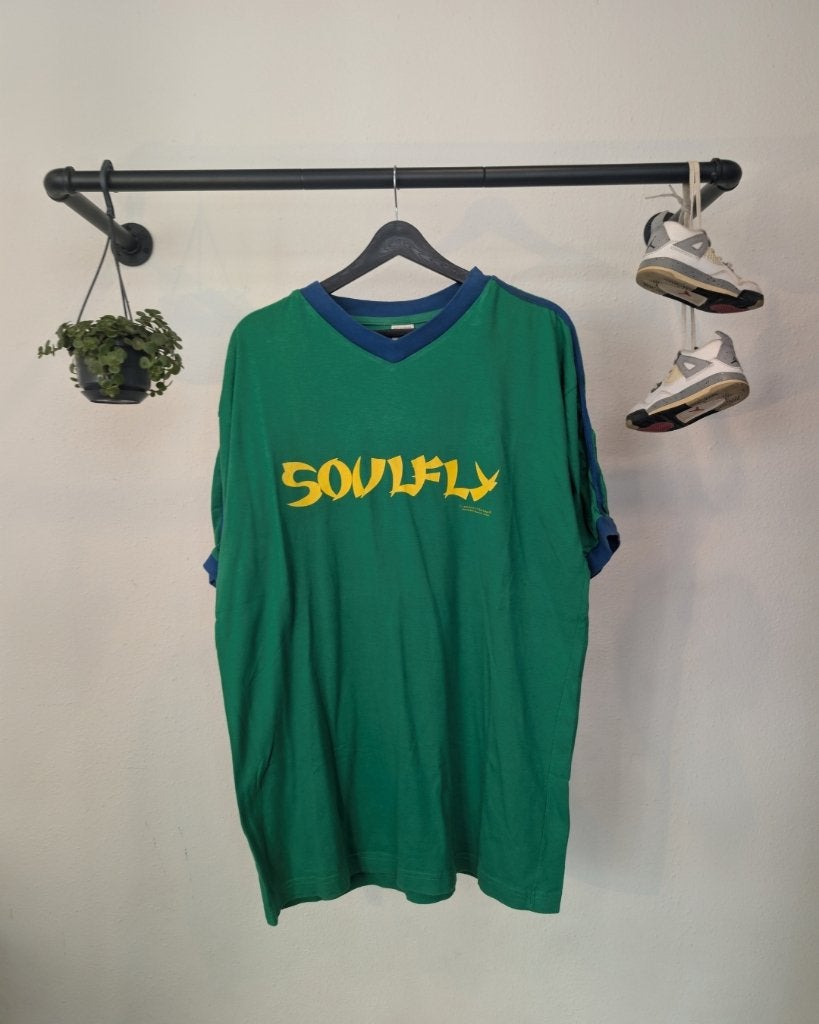 Vintage Soulfly Number 9 V-Neck T-Shirt XL, Blue Grape, Blue Grape, Ophalen of Verzenden, Gedragen