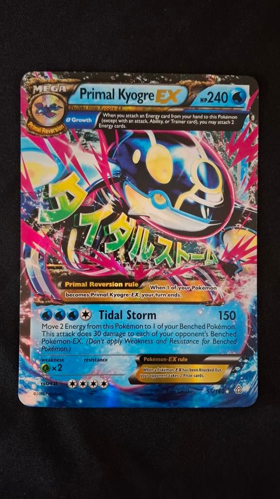 Pokémon Jumbo Kaart: Primal Kyogre EX (55/160) - Holo, Ophalen of Verzenden, Zo goed als nieuw, Losse kaart, Foil