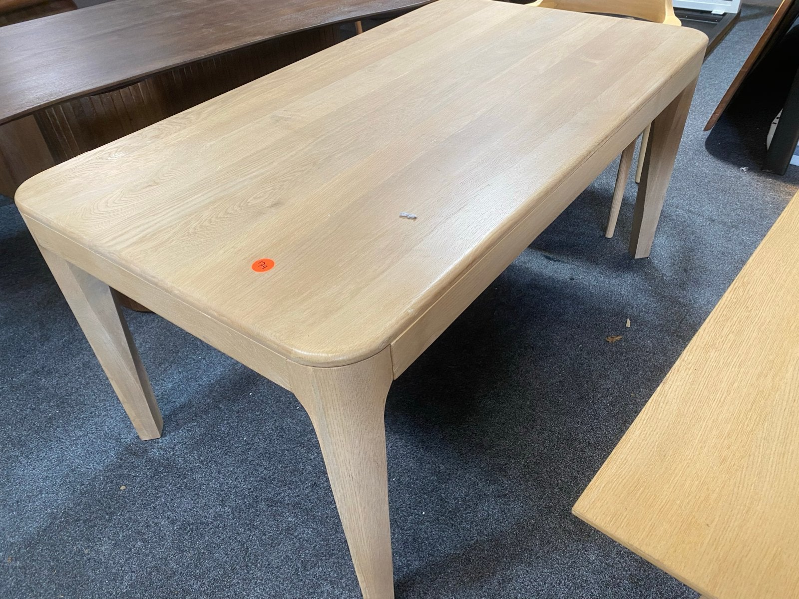 Massief licht eiken tafel 180x90 met afgeronde hoeken, Ophalen, Eikenhout, Nieuw, 50 tot 100 cm