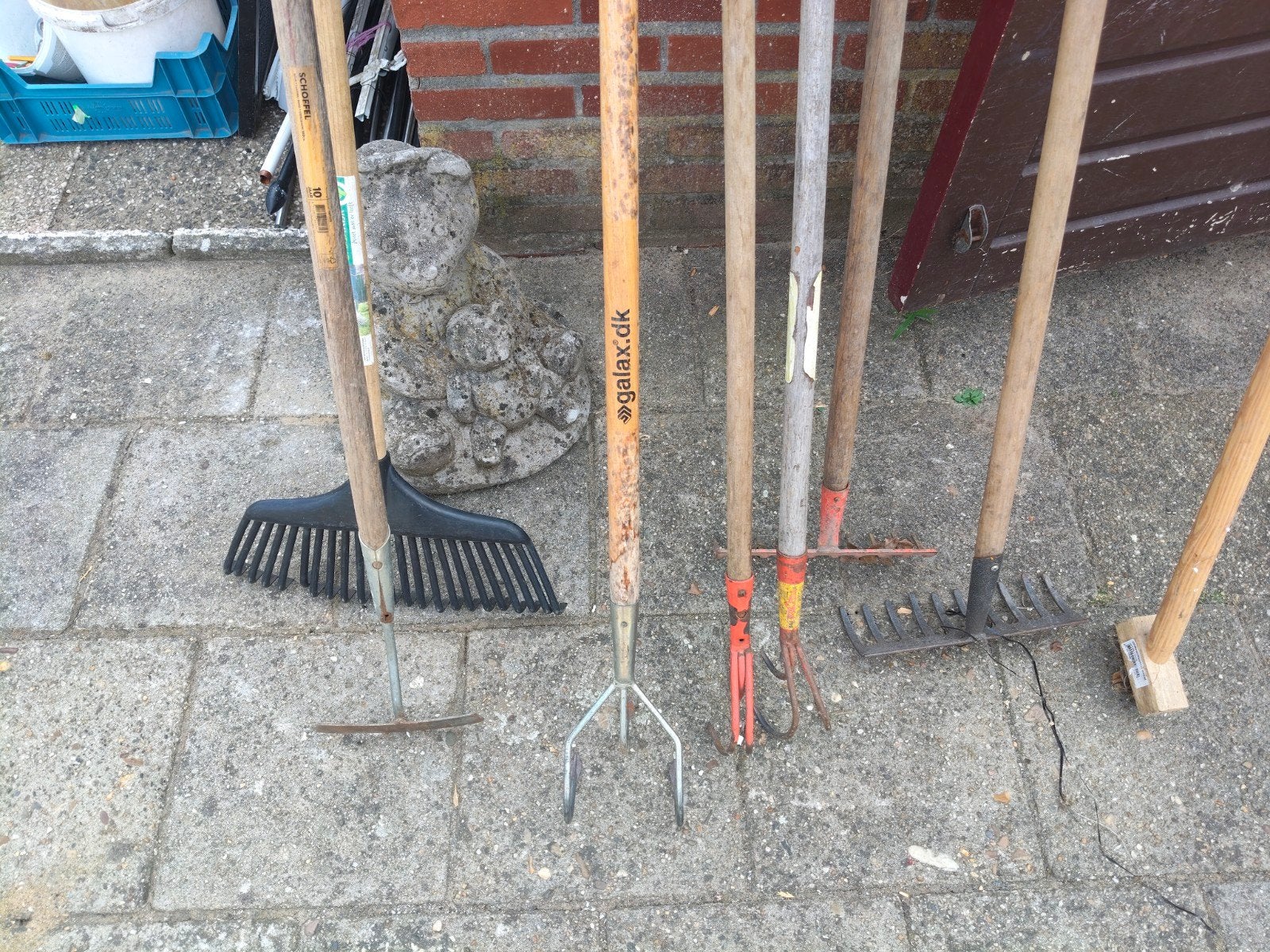 Diverse tuingereedschap set: harken, cultivator, schop, Tuin en Terras, Ophalen of Verzenden, Gebruikt, Hark