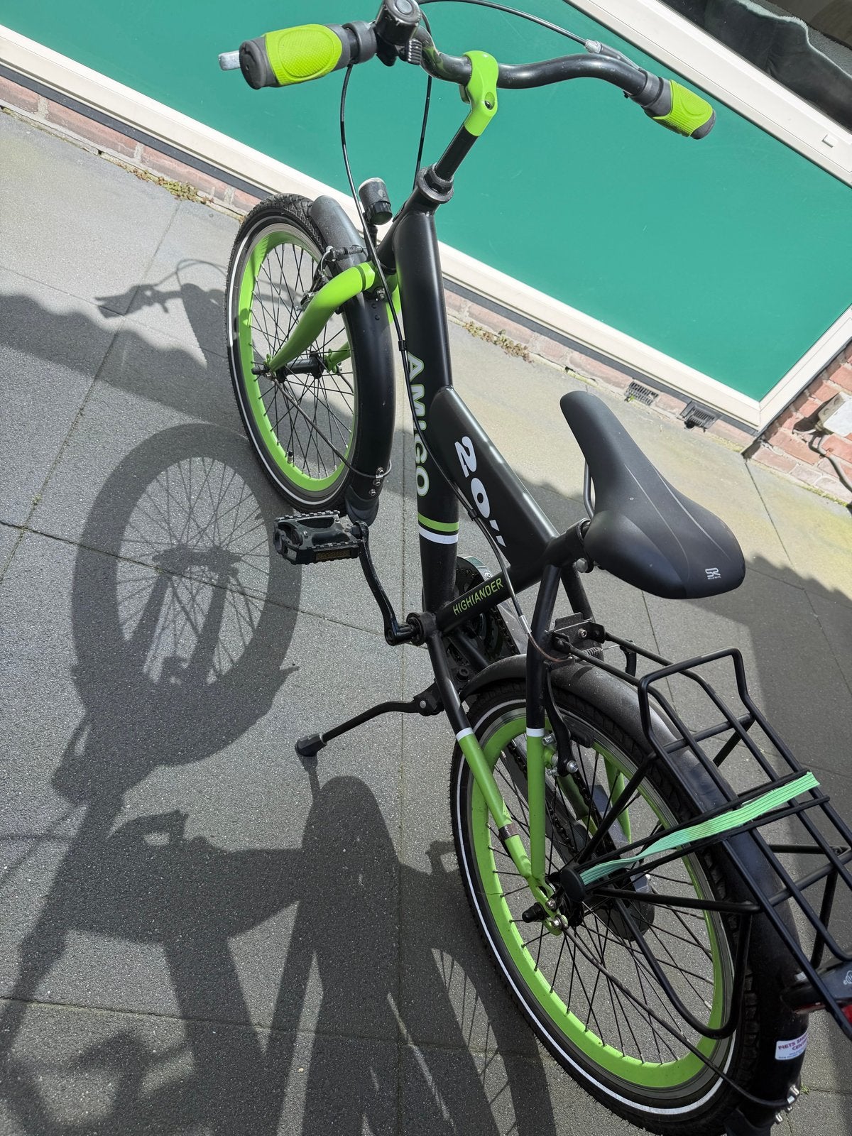 Amigo Highlander 20 inch kinderfiets - Zwart/Groen, Ophalen of Verzenden, Gebruikt, Terugtraprem, 16 tot 20 inch