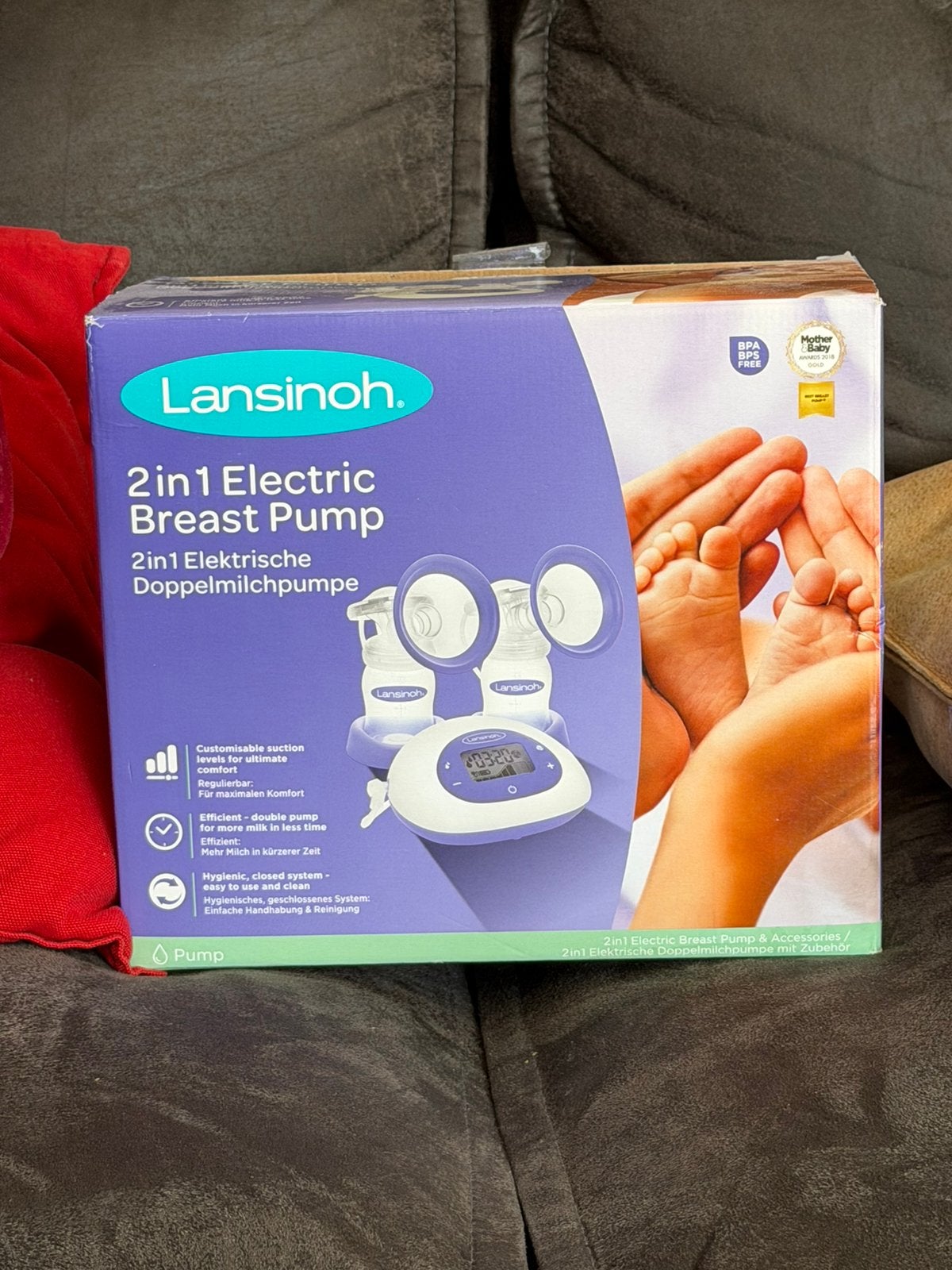 Lansinoh 2in1 Elektrische Dubbele Borstkolf met Accessoires, Ophalen of Verzenden, Zo goed als nieuw, Borstkolf