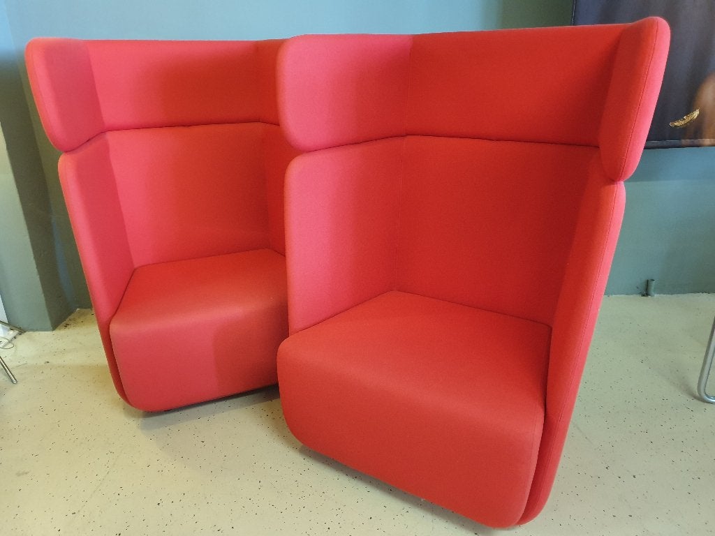 Akoestische hoge fauteuils, t.b.v. receptie of ontvangsthal, Ophalen, Gebruikt, Stof, Twee