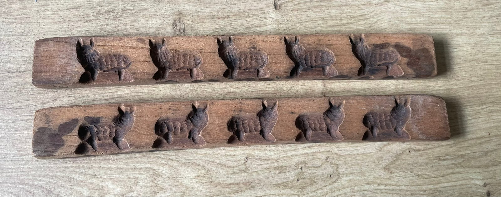 Vintage dubbele mal chocolademal botermal suikerplankje hout, Ophalen of Verzenden