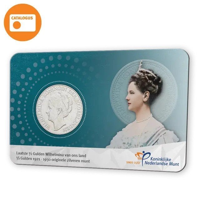 1/2 Gulden Wilhelmina 1921-1930 - Coincard Nederland 2025, Verzenden, Zilver, Overige landen, Overige waardes