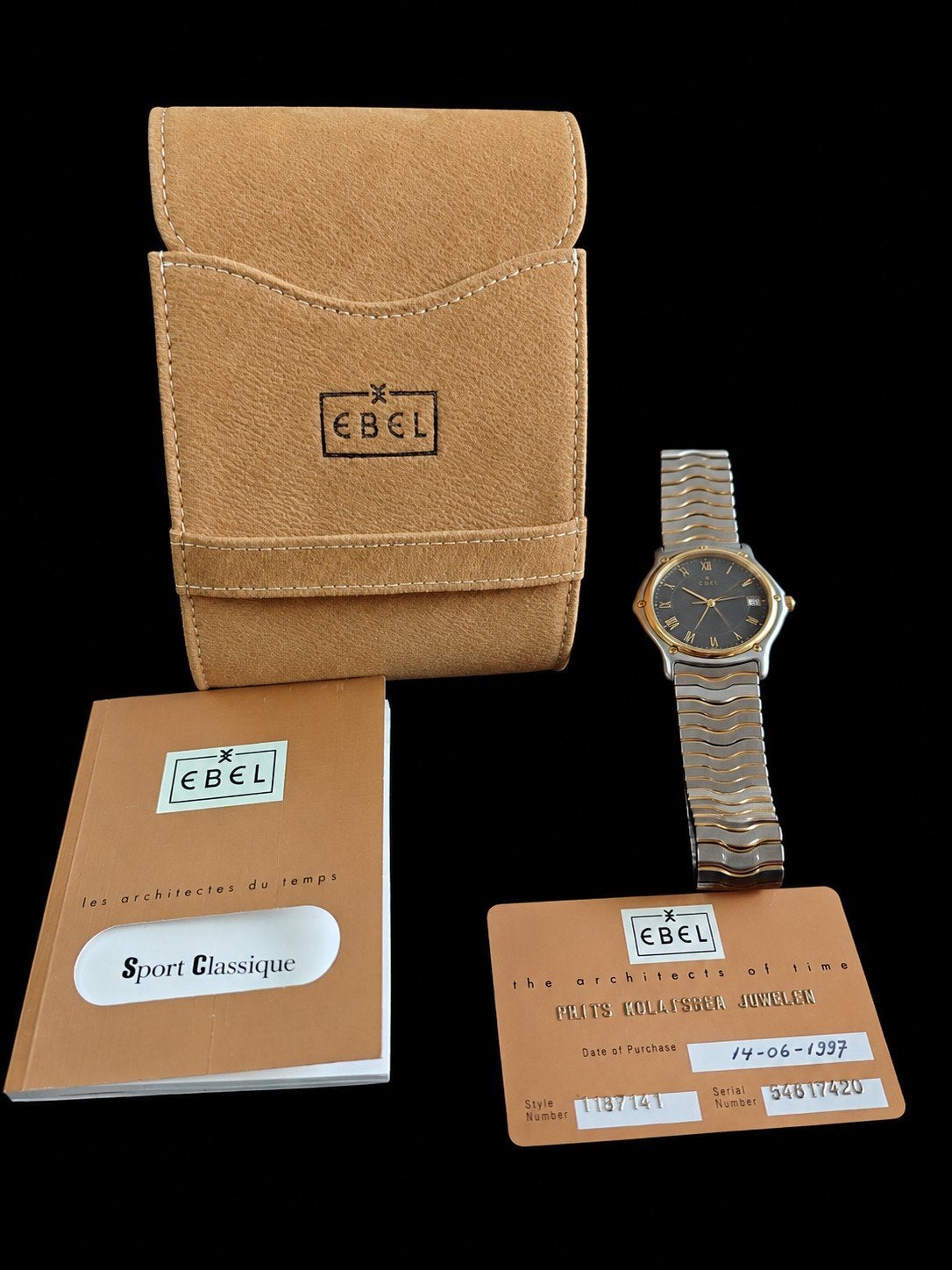Ebel Sport Classic heren horloge 18K/SS met certificaat, Gebruikt, Polshorloge, Goud, Goud