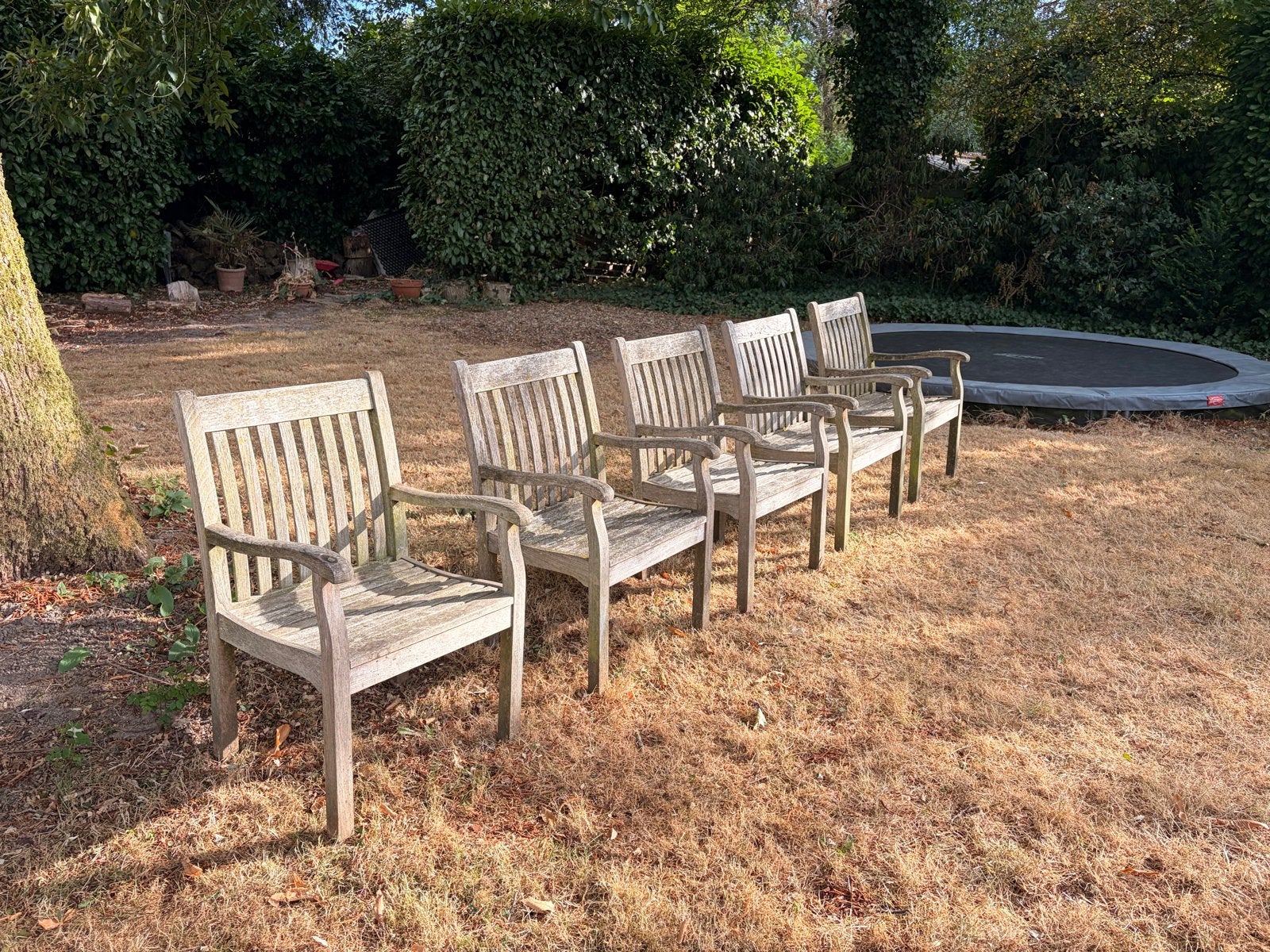 5 Teakhouten Tuinstoelen, Tuin en Terras, Tuinstoelen, Ophalen, Gebruikt, Teakhout