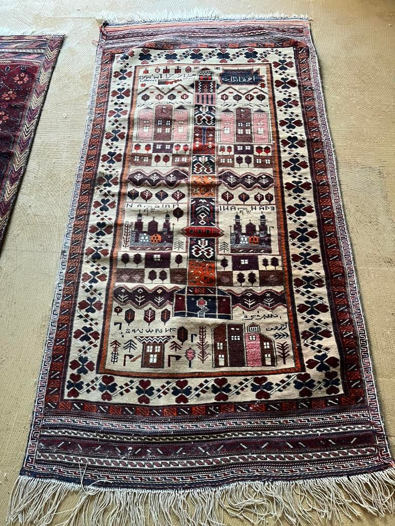Handgeknoopt tapijt, Ophalen, Gebruikt, Rechthoekig, 200 cm of meer