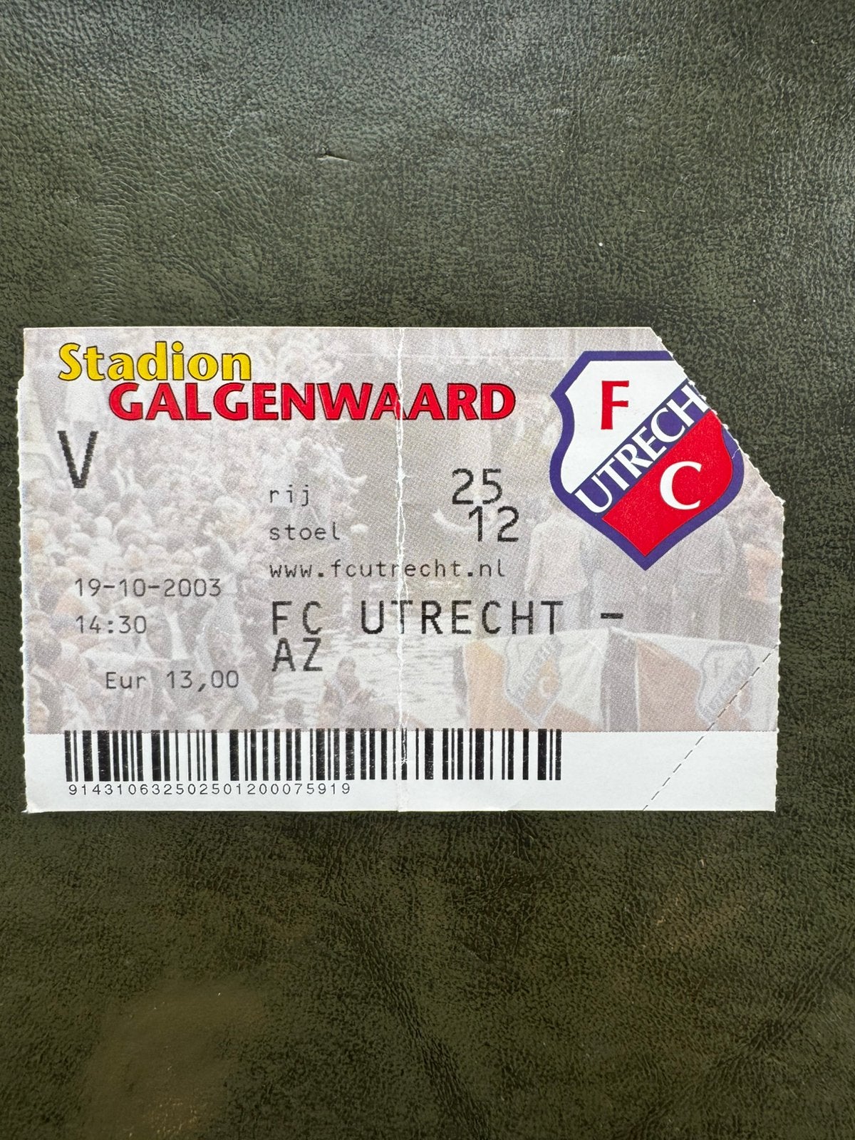 Ticket FC Utrecht-AZ 19-10-2003, Verzenden, Gebruikt, F.C. Utrecht, Overige typen